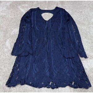 Francesca’s Dress Women’s Blue Lace Long Sleeve Lined Size XS